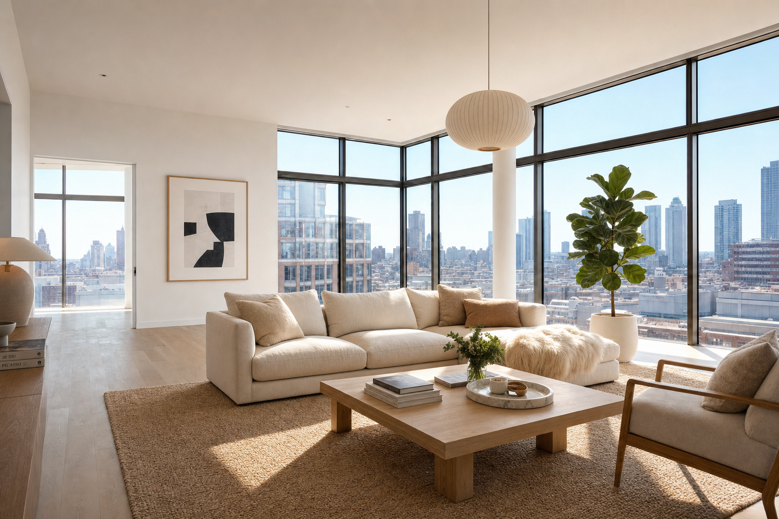 Virtually staged luxury living room